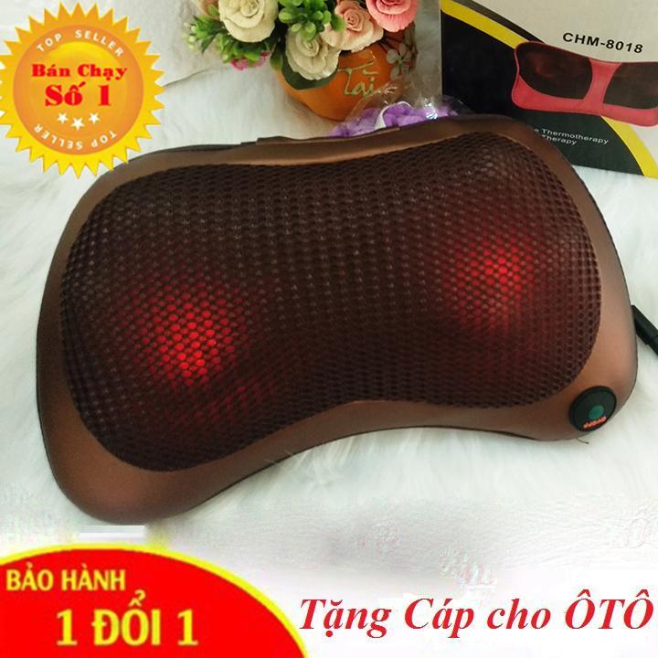 MÁY 2 CHIỀU MASSAGE - Gối MASSAGE Hồng Ngoại 8 BI - LOẠI TỐT - Tặng Cáp cho Ôto