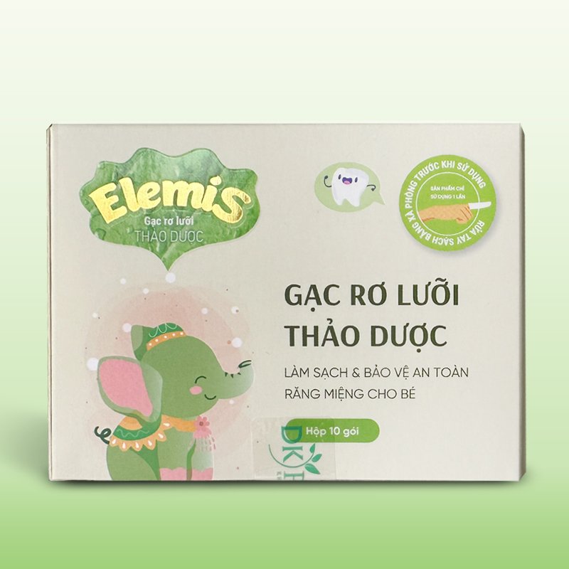 Gạc rơ lưỡi thảo dược Elemis - Dk pharma - Hộp 10 gói