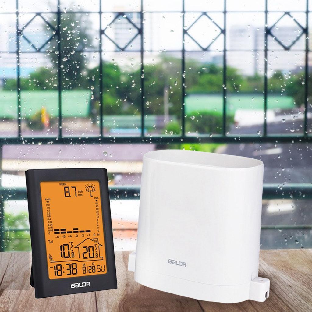 Rain Gauge Rainfall History Weather Station Gauge Rainfall for in/Outdoor Black