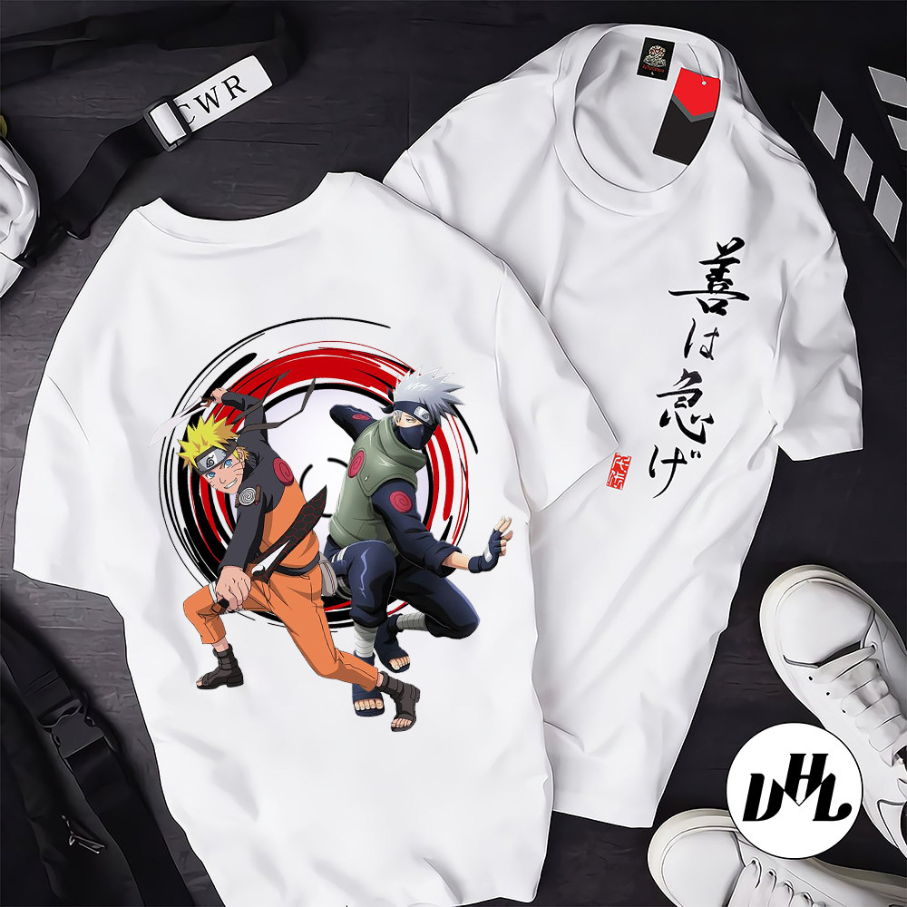 Áo thun trắng Anime, Manga Naruto và kakashi, Unisex Nam Nữ có Size áo từ 25-95kg