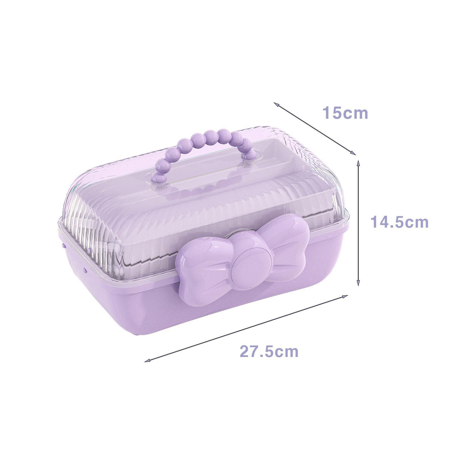 3 Layer Multipurpose Storage Box Hair Accessories Organizer for Girls, Portable Hair Bow Holder ,Cosmetics Supplies Storage Box for Hair Clips