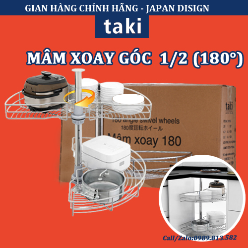 Mâm Xoay 1/2 TAKI INOX 304 Tủ Bếp - Bảo Hành 10 Năm - Có Thợ Lắp Đặt