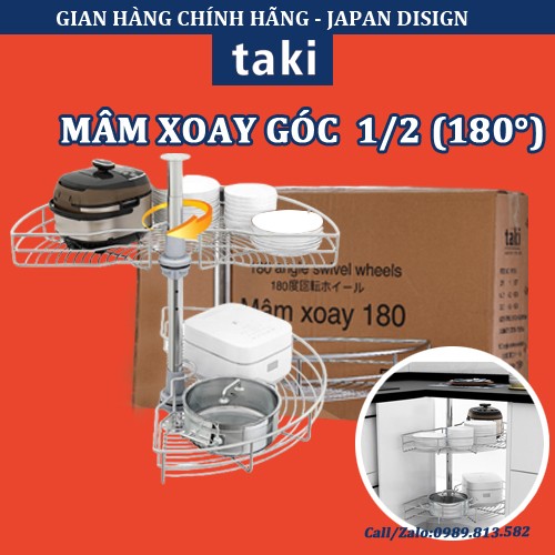 Mâm Xoay 1/2 (180) TAKI INOX 304 Tủ Bếp - Bảo Hành 10 Năm - Có Thợ Lắp Đặt