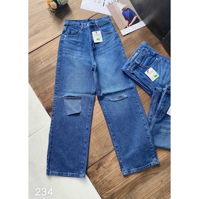 Quần Baggy JEANS cạp cao ống suông