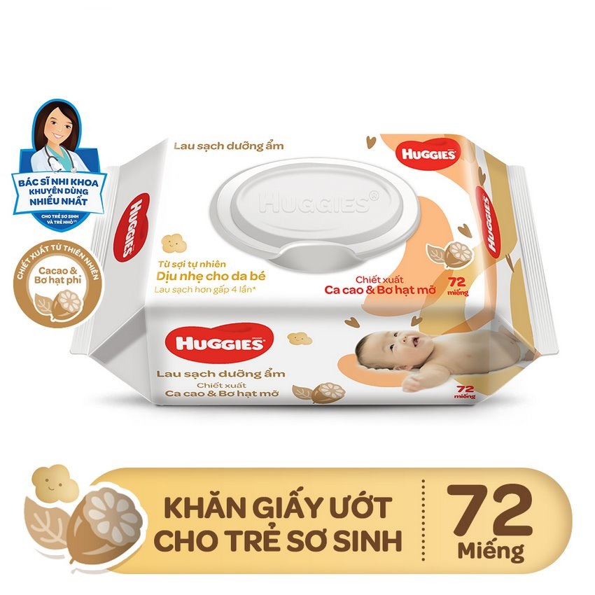 [Tặng khủng long cánh sách] Combo Tã dán siêu cao cấp Huggies Platinum và  Khăn giấy ướt cho trẻ sơ sinh chiết xuất Cacao & Bơ hạt mỡ