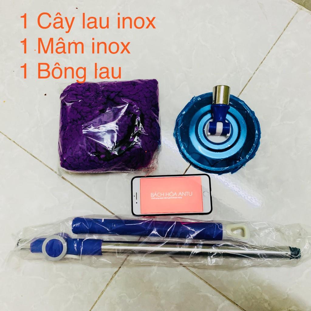 Cây lau nhà inox 360 độ Thái Lan + Kèm bông lau nhà Cao cấp