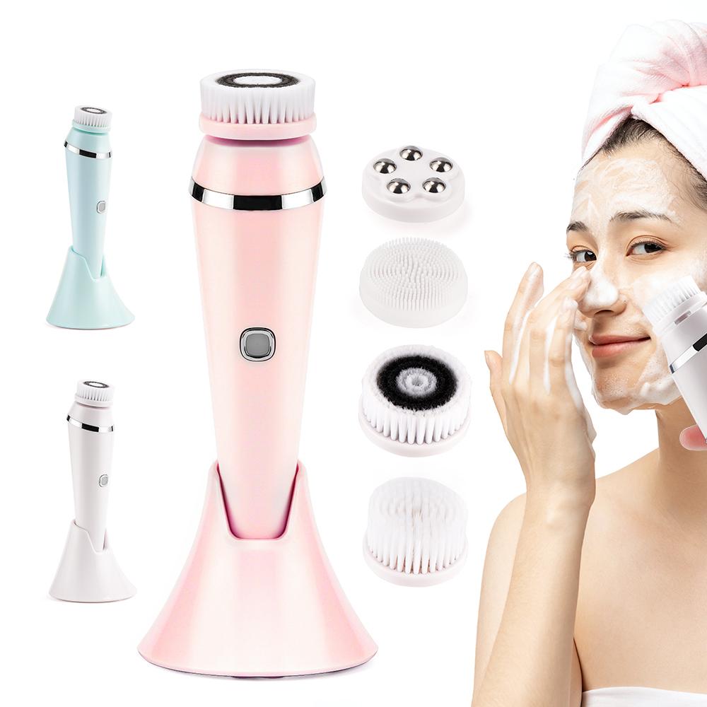 4 Trong 1 Làm Sạch Da Mặt Bàn Chải Làm Sạch Sâu Mặt Máy Lăn Massage Mặt Bàn Chải Chống Mụn Đầu Đen Bụi Bẩn Loại Bỏ
