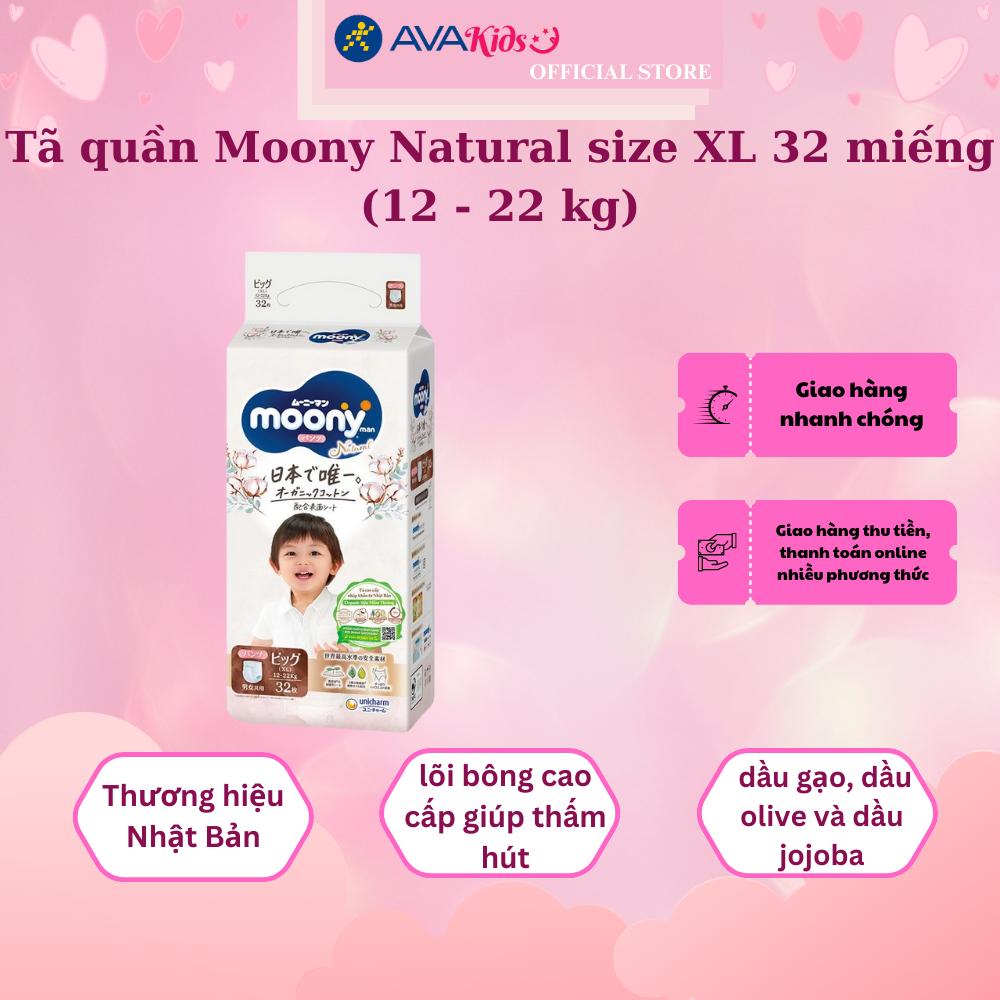 Tã quần Moony Natural size XL 32 miếng (12 - 22 kg)