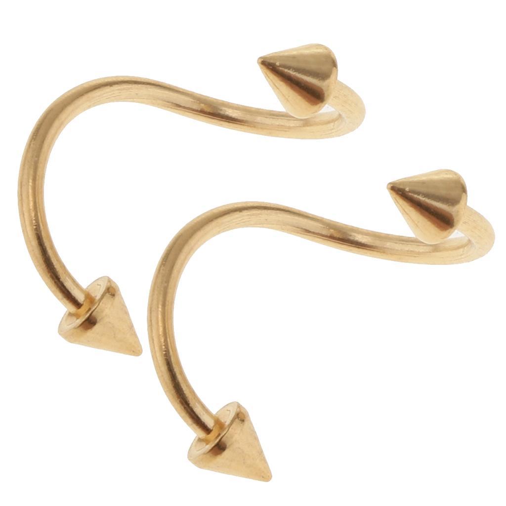 16pcs 16G Stainless Steel Curved Barbell Spike Nose Navel Eyebrow Tongue Ring
