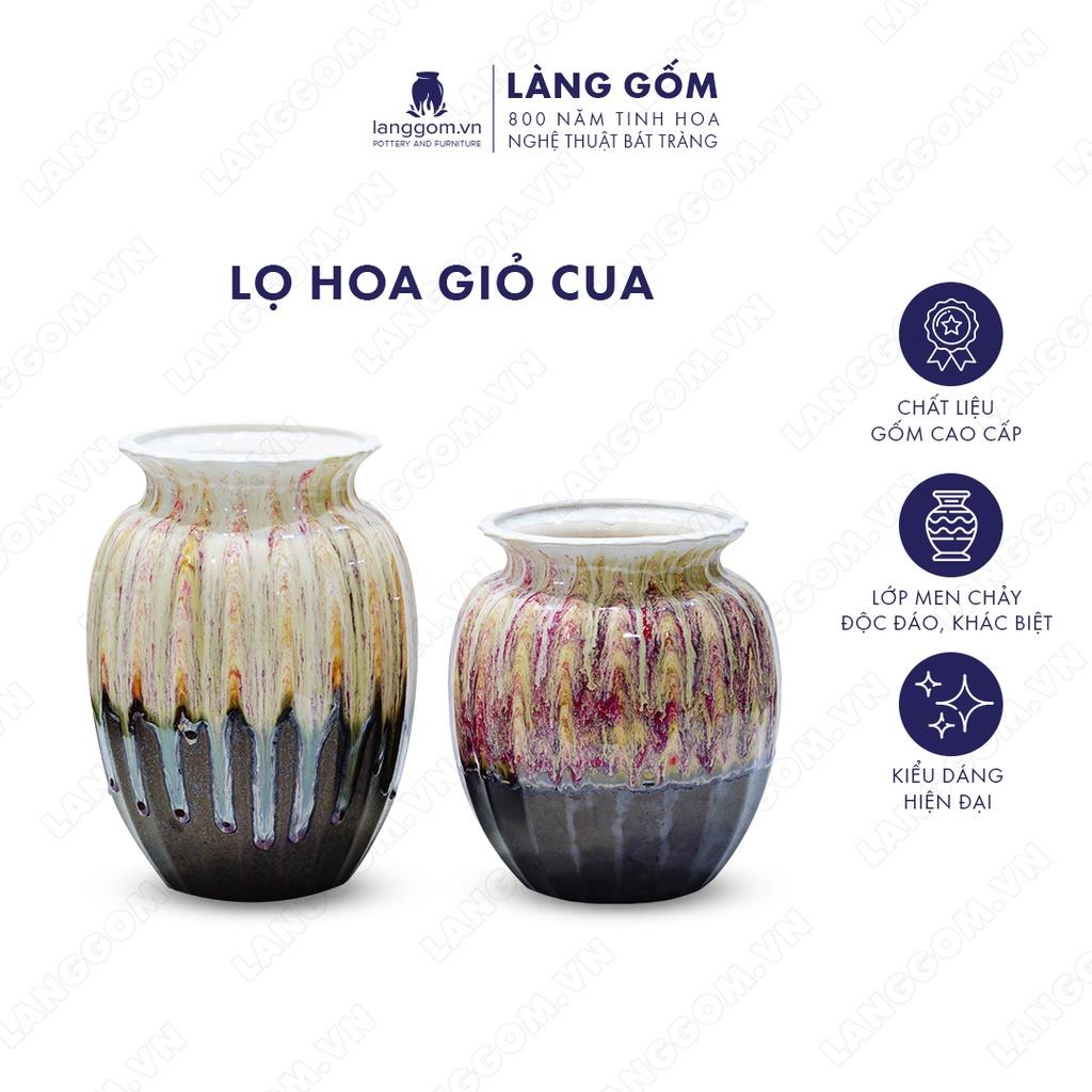 Bình hoa, lọ hoa Gốm sứ Bát Tràng cao cấp Men chảy giỏ cua dùng làm quà tặng, trang trí - Làng Gốm Bát Tràng