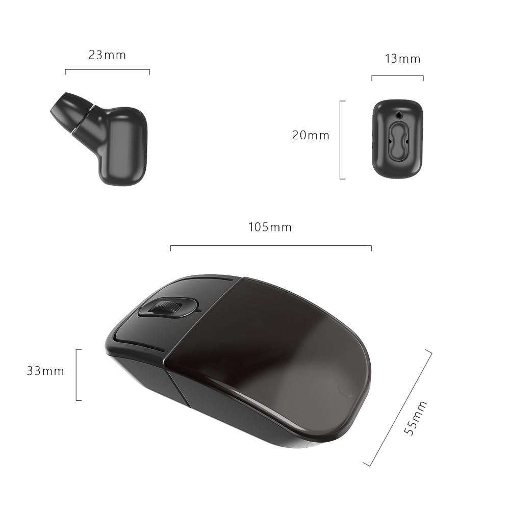 Chuột không dây đa chức năng 2.4G BT hai chế độ, có thể sạc lại với tai nghe TWS BT