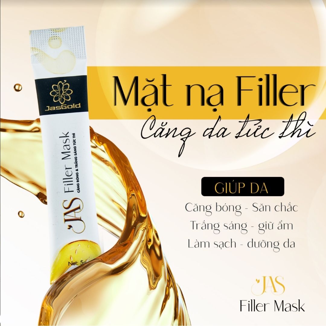 Mặt Nạ JAS FILLER MASK JASGOLD, Chống Lão Hóa Giảm Mụn Cấp Ẩm Dưỡng Da, 1 Hộp 10 Gói Tặng 1 Hộp 5 Mặt Nạ Ngủ