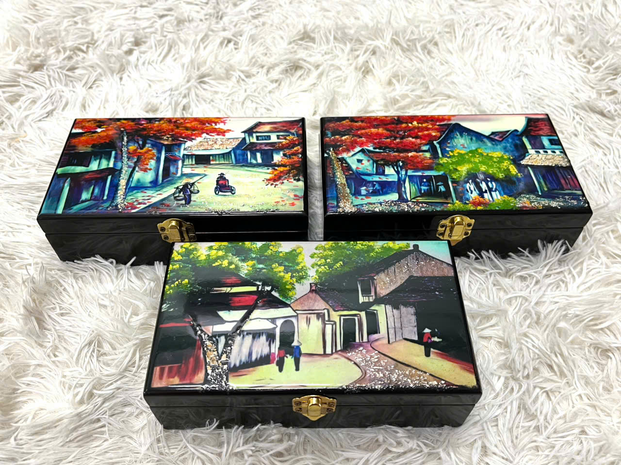 Hộp nữ trang Sơn Mài Cao Cấp 12x20x6 cm đựng đồ trang sức, vật dụng nhỏ xinh, trang trí, quà tặng ý nghĩa