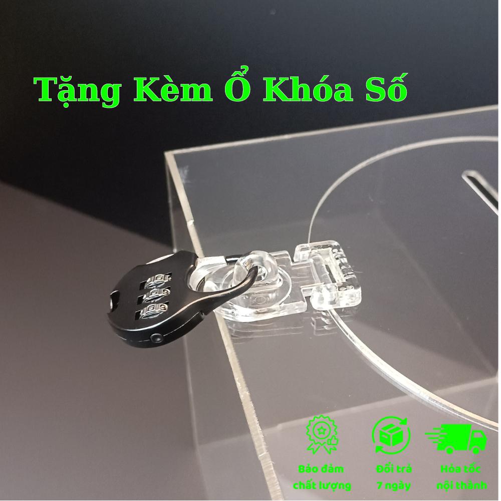 Acrylic Thùng Bốc Thăm Trúng Thưởng - TẶNG KÈM Ổ KHÓA SỐ - Thùng Phiếu Mica Trong Suốt, Acrylic . - Vuông 20 cm