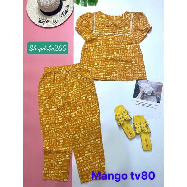 Đồ bộ nữ,đồ ngủ mặc nhà lửng 9 tấc vải lụa mango BL 13 họa tiết dễ thương size 47-60kg.