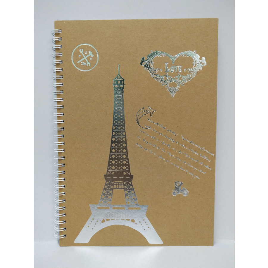 Sổ Tay Lò Xo Bìa Cứng Thép Eiffel A4