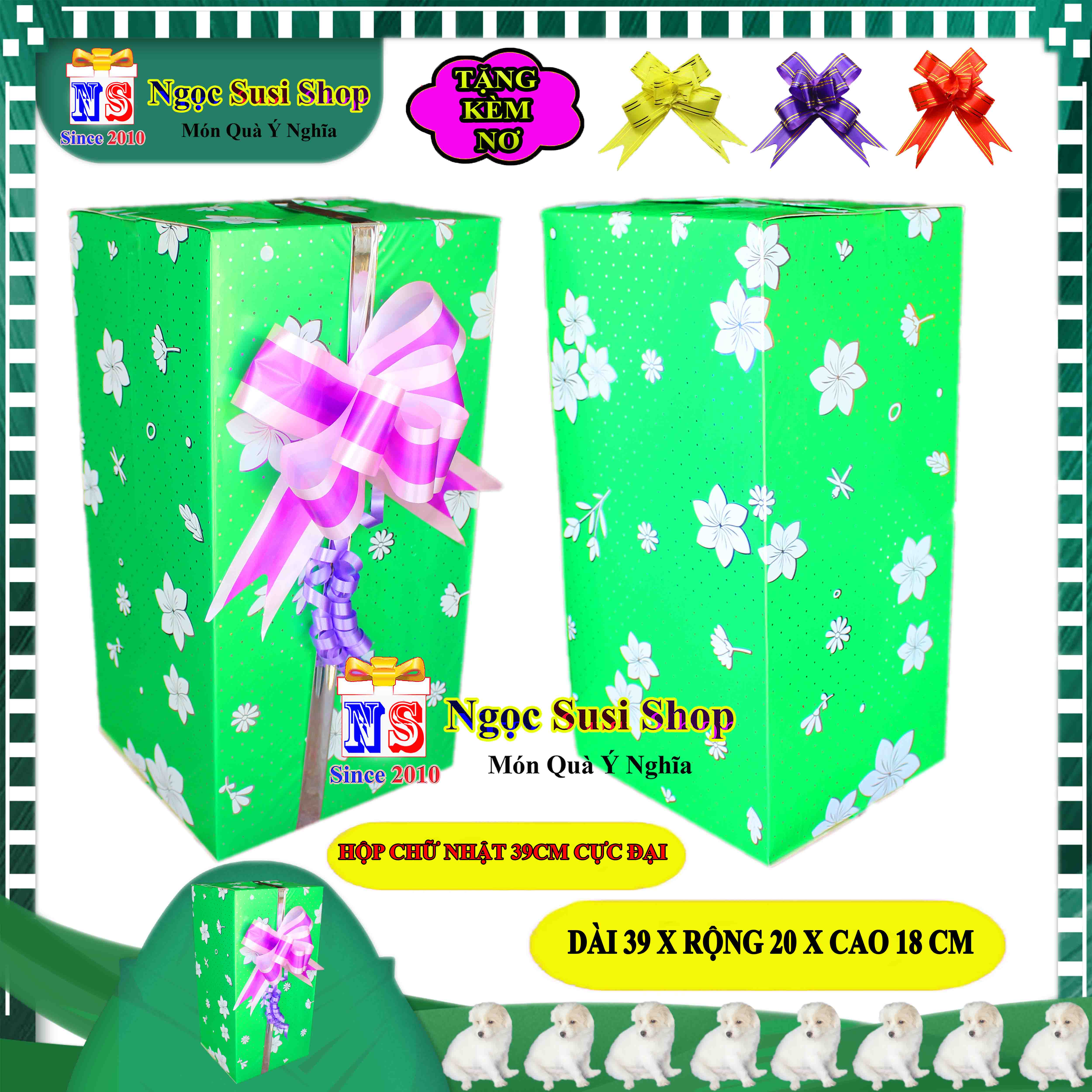 HỘP QUÀ CHỮ NHẬT SIZE CỰC ĐẠI 39CM NGẪU NHIÊN MÀU + TẶNG KÈM NƠ 5CM - HỘP QUÀ TẶNG GIẤY KIẾNG