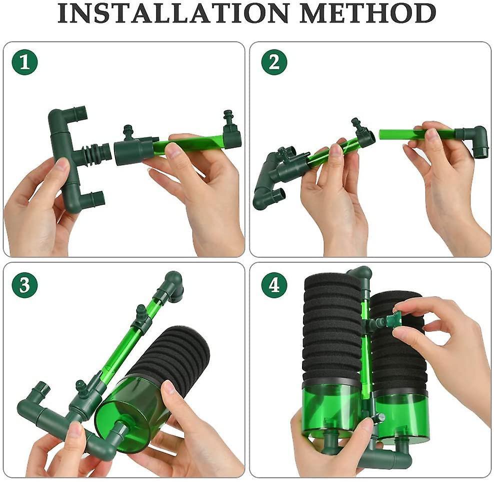 Bộ lọc bể cá chứa 2 miếng bọt biển, 1 bộ lọc đứng trong miếng bọt biển, 2 cốc hút và 2 hộp phương tiện truyền thông, bộ lọc bơm không khí bọt biển đôi bể cá