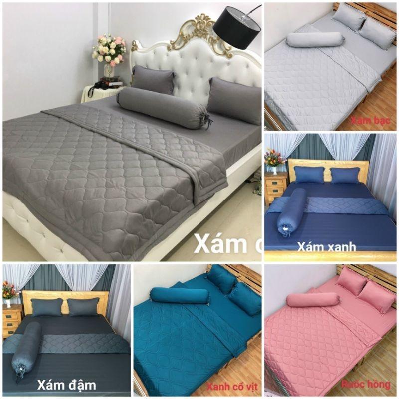 Bộ Ga Thun Lạnh 1 Màu Hàn Quốc 4 món, Bộ Ga Trơn 1 Màu HQ