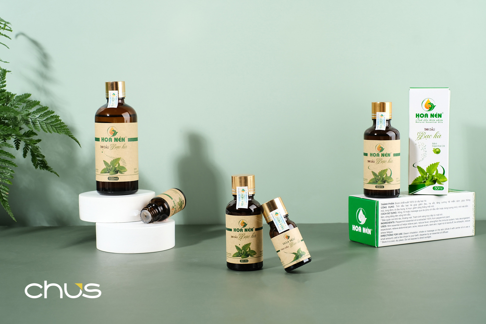 Tinh dầu Bạc Hà nguyên chất 50ml - Hoa Nén - Vegan - Thư giãn, khử mùi, đuổi chuột