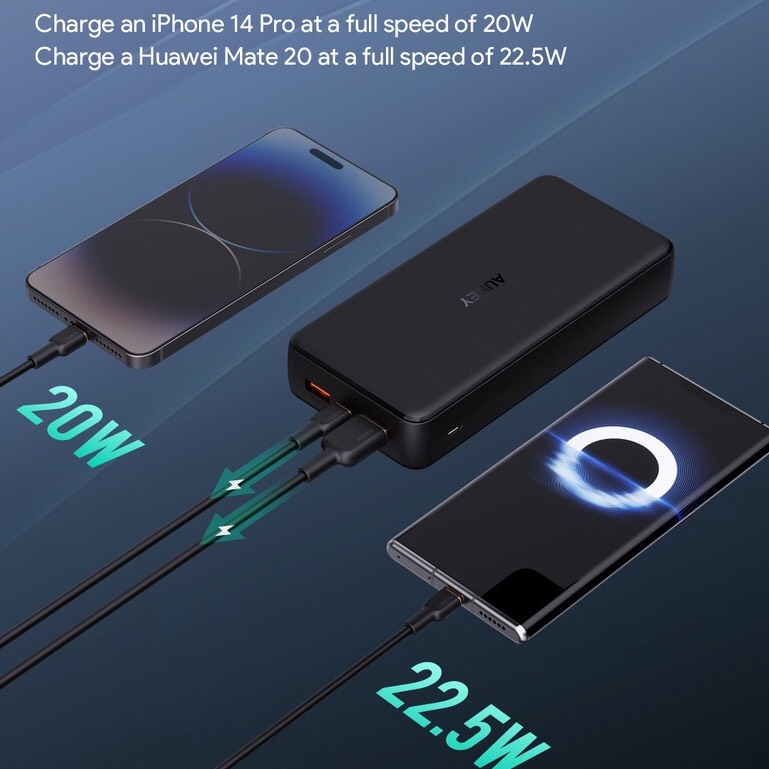 Pin Sạc Dự Phòng AUKEY PB-N93 20000mah Sạc Nhanh 22.5W - Công nghệ PD20W & QC3.0 - Sạc Nhanh Nhiều Thiết Bị - Hàng Chính Hãng
