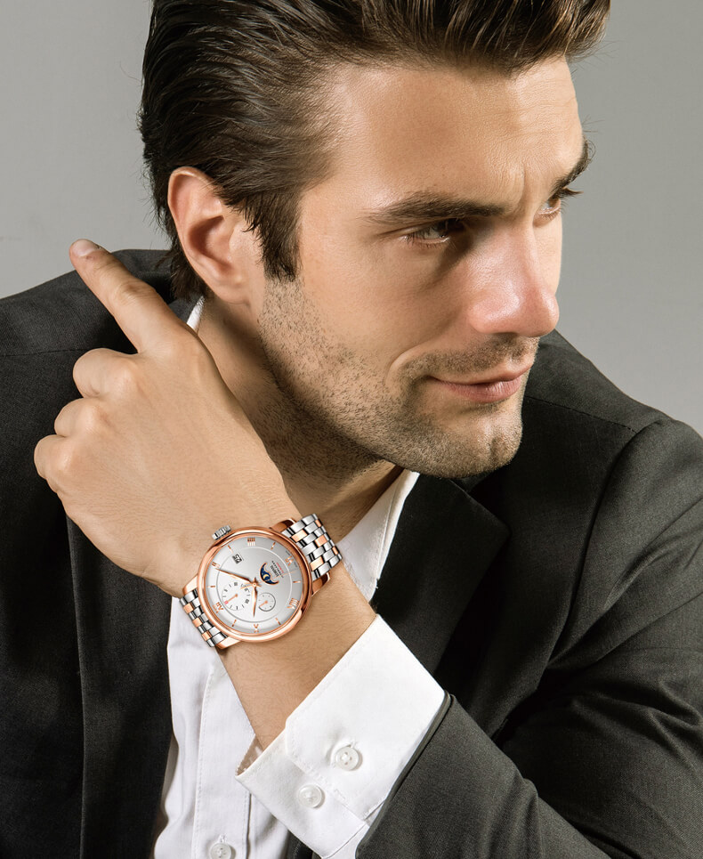 Đồng hồ nam chính hãng LOBINNI L6020-3 Fullbox, Kính sapphire ,chống xước,chống nước,dây kim loại thép không gỉ 316L, máy cơ , Mới 100%,Bảo hành 24 tháng