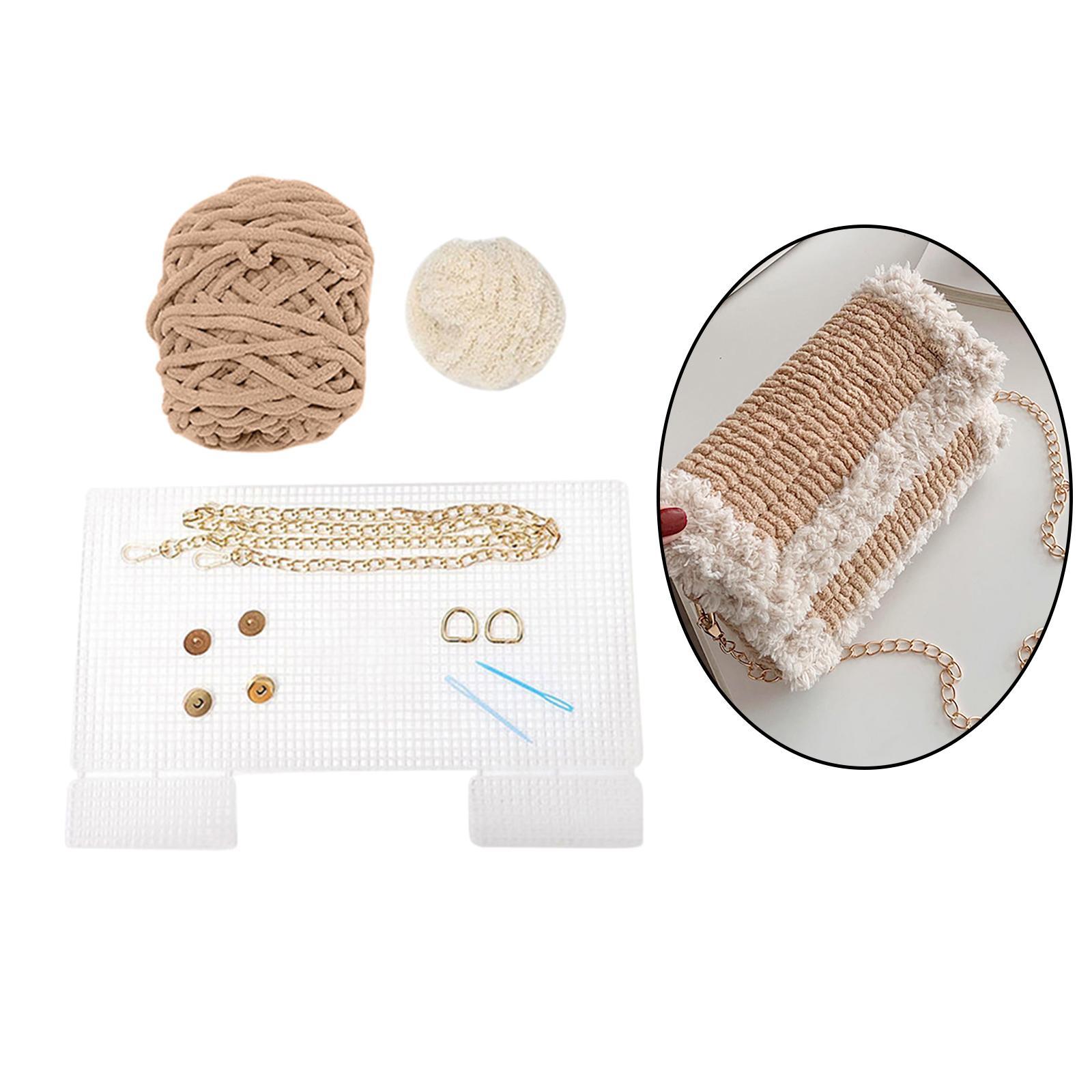 Bag DIY Materials with Straps Hand Knit Woven Bag Bag Knitting Plastic Mesh Template Bag Making Kit