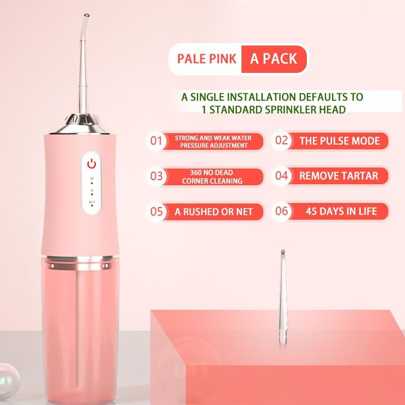 Máy Tăm Nước Cầm Tay Oral Irrigator Sạc Pin Tiện Dụng, Tăm Nước Vệ Sinh Răng Miệng Công Nghệ Châu Âu - Tặng Kèm 4 Đầu