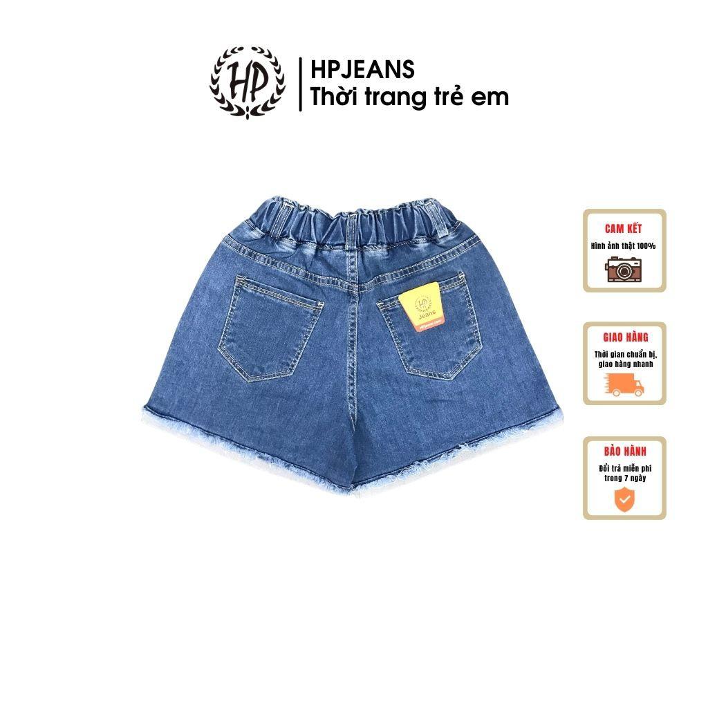 Quần Bò Bé Gái HPJEANSSD526 Hậu Bùi Quần Short Jean Bé Gái Cạp Chun HPjeans Cao Cấp Cho Bé Từ 7 Đến 10 Tuổi