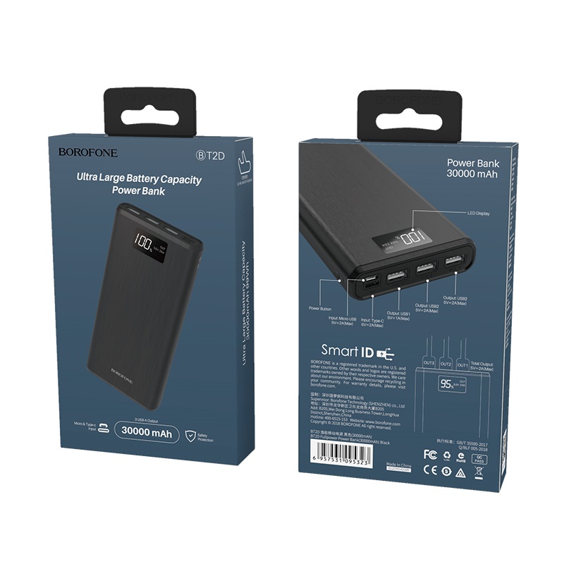 Sạc dự phòng Borofone BT2D 30000mAh - Hàng Chính Hãng