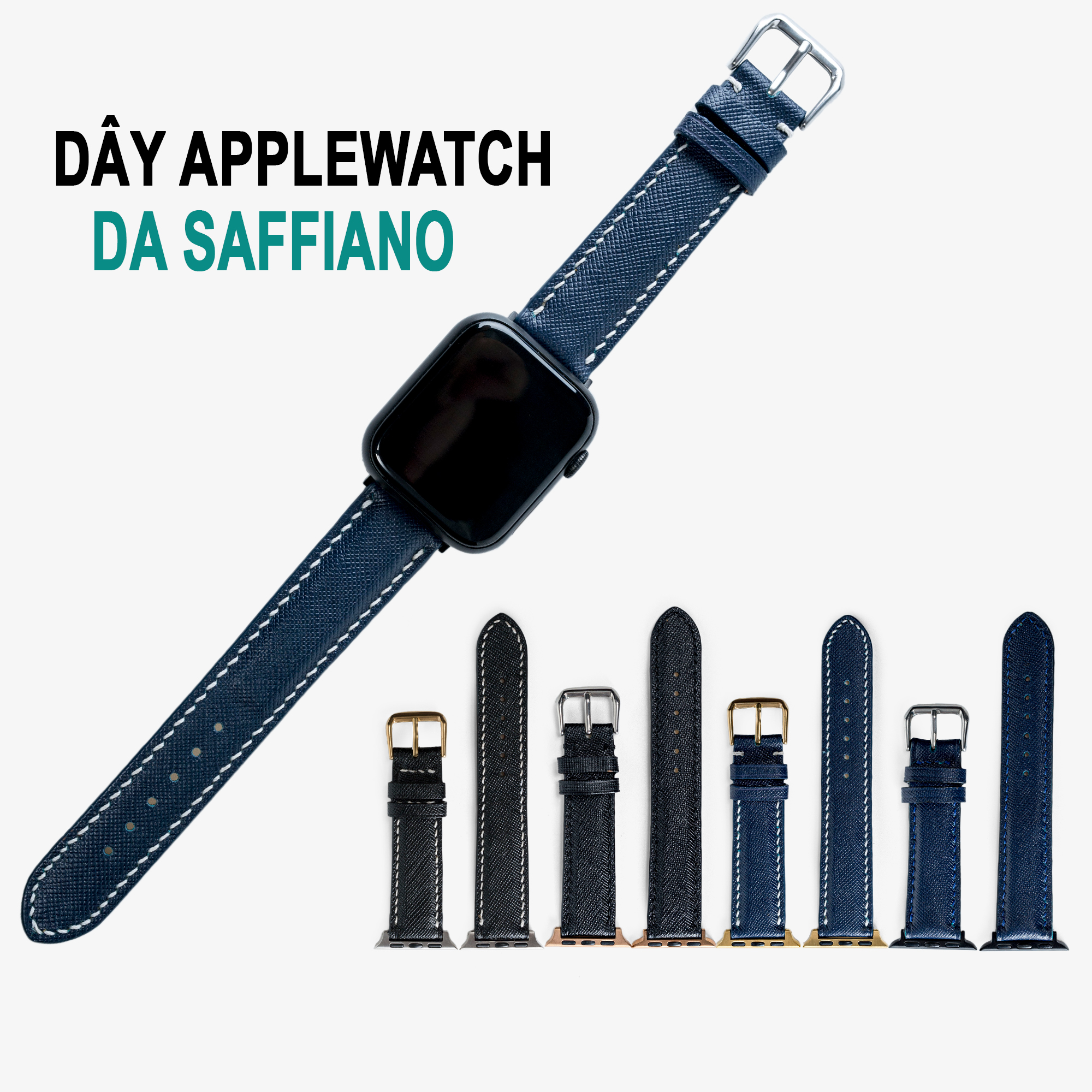 Dây AW da bò Saffiano Bụi Leather D117- Da thật khâu tay thủ công cao cấp - chính hãng