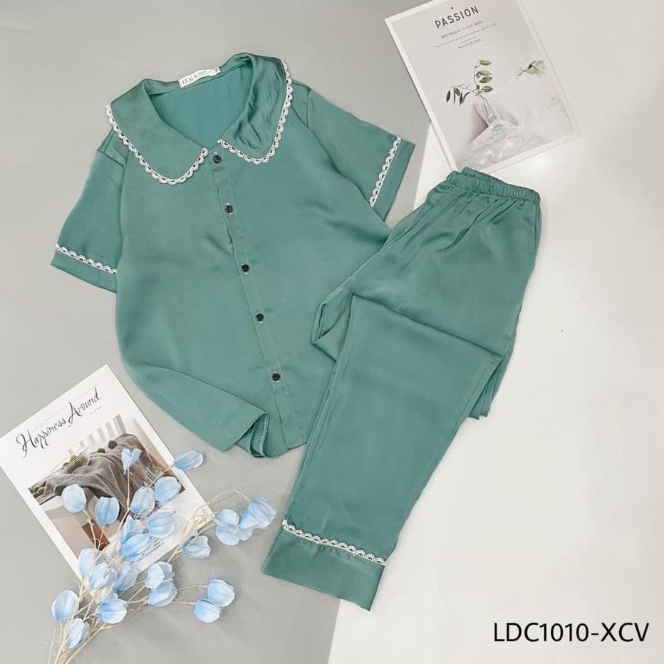 BỘ PYJAMA LỤA SATIN VIỀN REN CAO CẤP NỮ