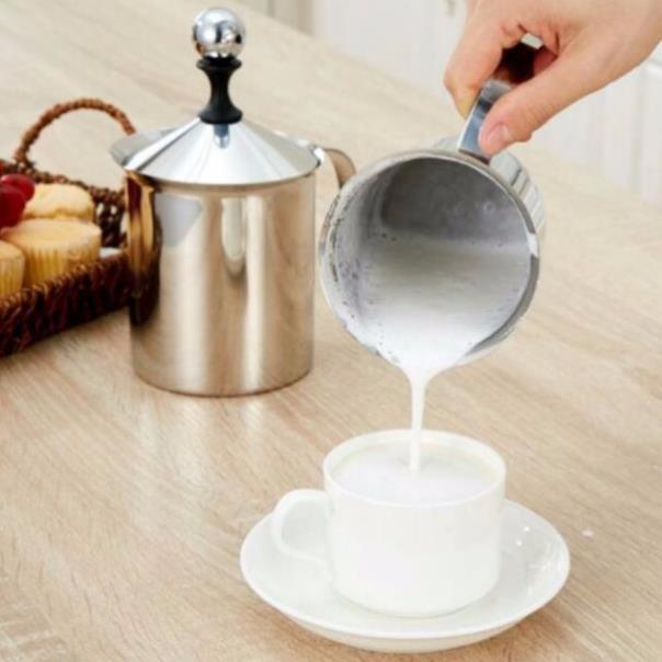 Ca đánh bọt sữa lạnh latte inox 2 lớp 400ml (bình sục sữa lạnh inox làm cà phê bọt)