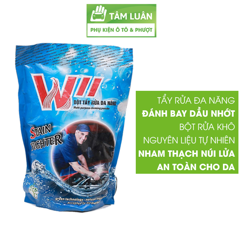 Bột tẩy rửa đa năng Wii sản xuất từ đá NHAM THẠCH NÚI LỬA, DẦU DỪA, DẦU CỌ không hại da tay TÂM LUÂN Chổi lau tẩm dầu- HÀNG CHÍNH HÃNG