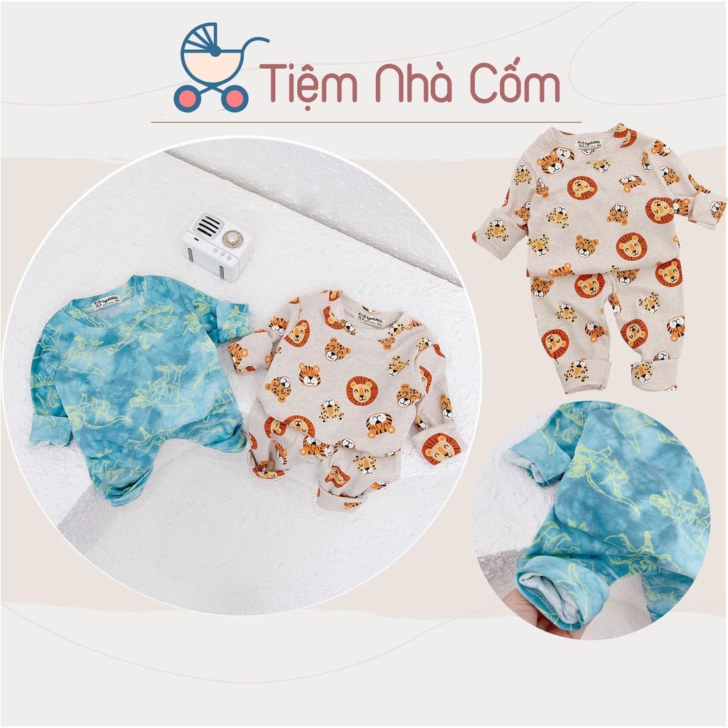 Set 2 bộ dài tay thu đông hình sư tử và khủng long cho bé - MC180