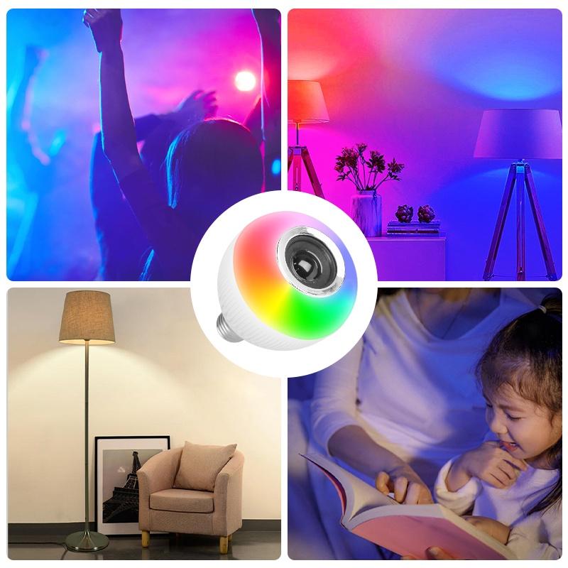 Loa bóng đèn LED Bluetooth Loa âm thanh với chức năng âm thanh E27 Bóng đèn ứng dụng điện thoại thông minh Điều khiển RGBW có thể thay đổi màu Thay đổi màu