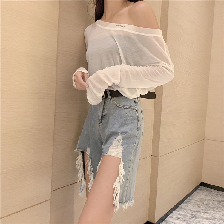 Quần lửng jean unisex rách lớn Mã: NL0525