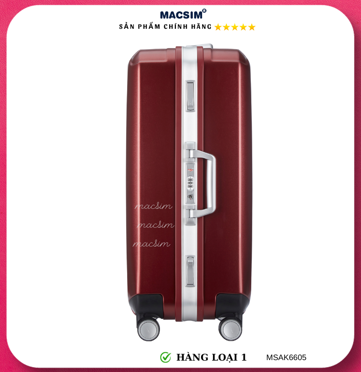 Vali cao cấp Macsim Aksen hàng loại 1 MSAK6605 cỡ 28 inch màu đỏ