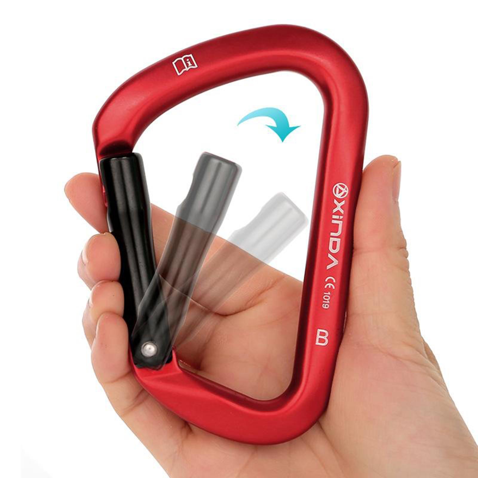 25KN Climbing Carabiner 3" Aluminum Rappelling Mountaineering Keychain Auto Locking Karabiner Camping Lock Clasp D-Ring Equipment Accessories