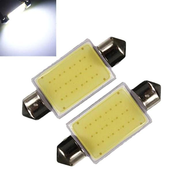 2x2PC 41mm Festoon COB 12 SMD Chips DC 12V LED Car Dome Reading Lights