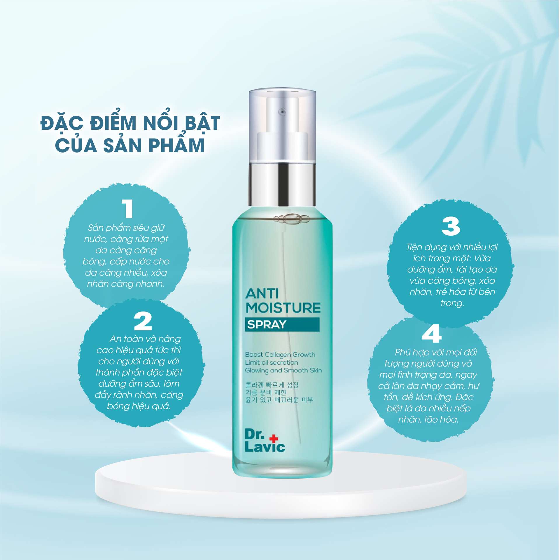 Xịt khoáng mặt Dr.Lavic Anti Moisture dưỡng ẩm làm dịu da công nghệ USA 60ml DR934