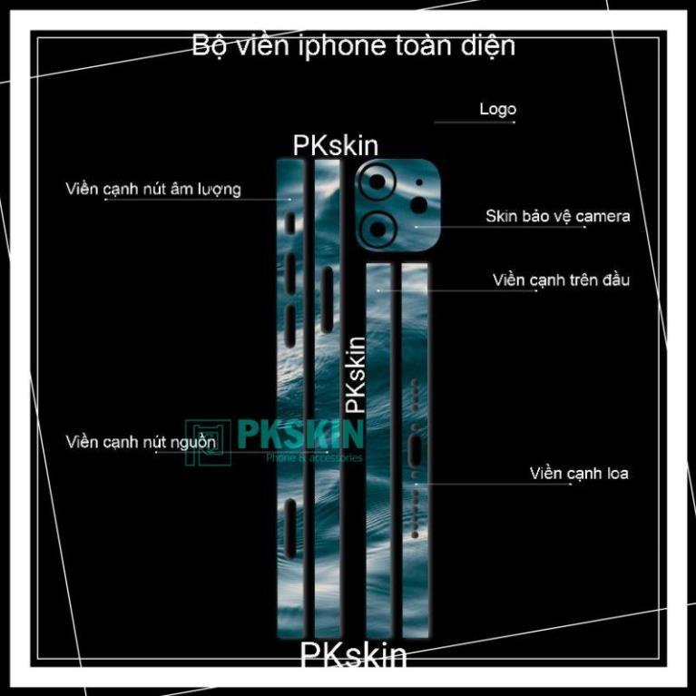 Miếng dán skin viền in hình cho iPhone 13, 13 pro, 13 pro max, 13 mini, x, xs theo yêu cầu (bộ 3)