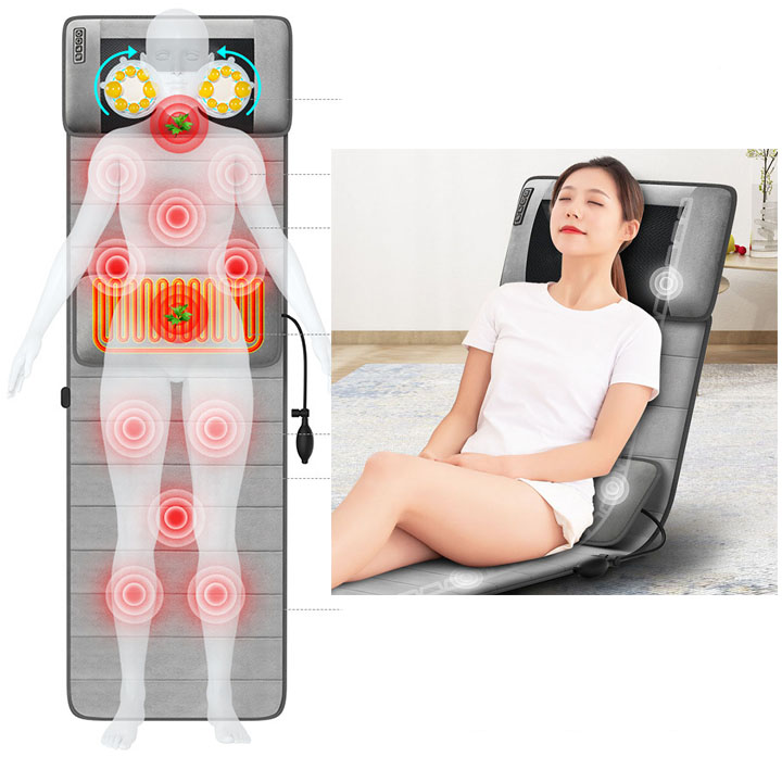 Đệm Massage Toàn Thân SK002 , Có Hồng Ngoại Tăng Hiệu Qủa Massgae - Phiên bản cao câp với bộ điều khiển tiếng anh