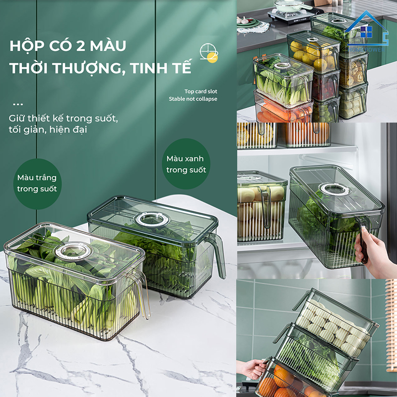 Hộp đựng thực phẩm tách nước có tay cầm tiện lợi Homepower - Chất liệu cao cấp, an toàn sức khỏe