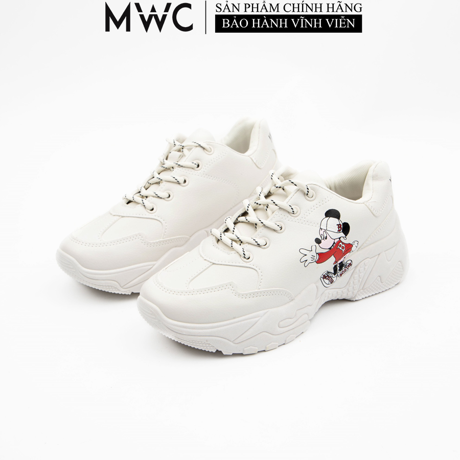 Giày Thể Thao Nữ MWC Sneaker In Hình Chuột Mikey Phong Cách Trẻ Trung Năng Động Màu Đen Kem B003