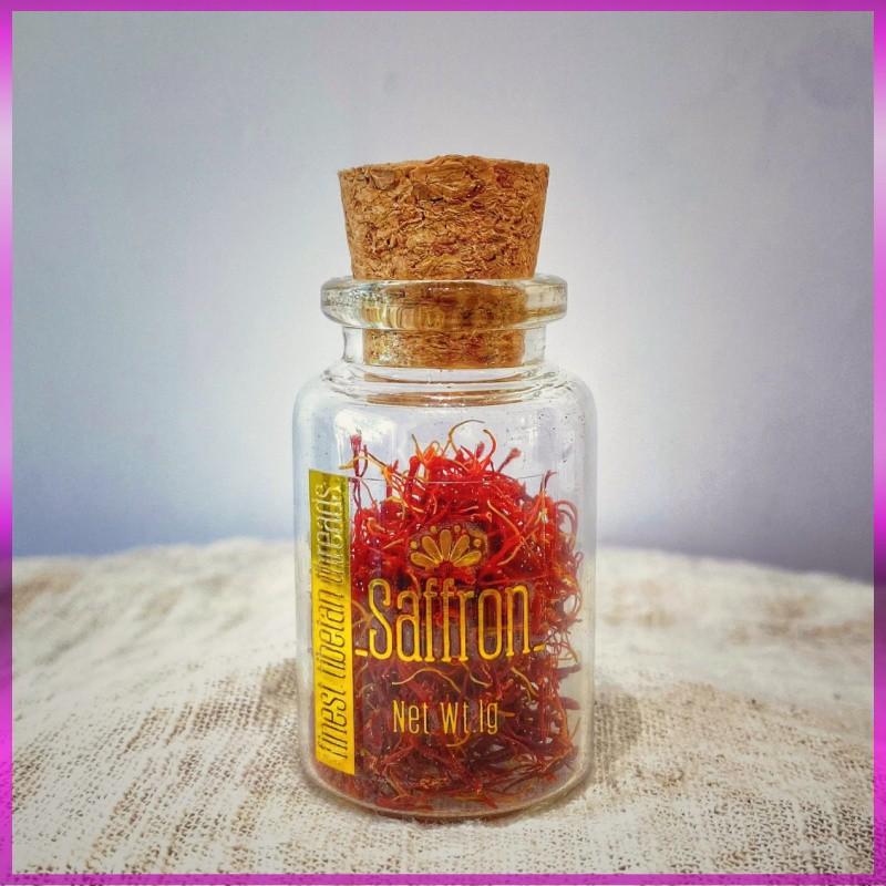 Nhụy Hoa Nghệ Tây Saffron từ Tây Tạng với hũ thuỷ tinh nhỏ tiện dụng 1g &amp; 2g