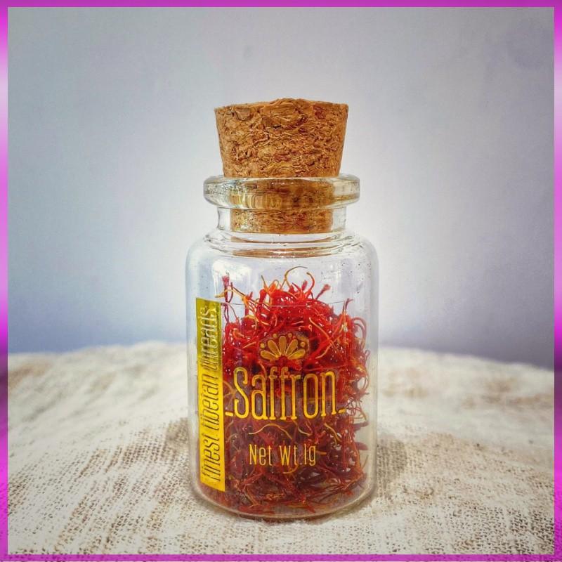 Nhụy Hoa Nghệ Tây Saffron từ Tây Tạng với hũ thuỷ tinh nhỏ tiện dụng 1g & 2g