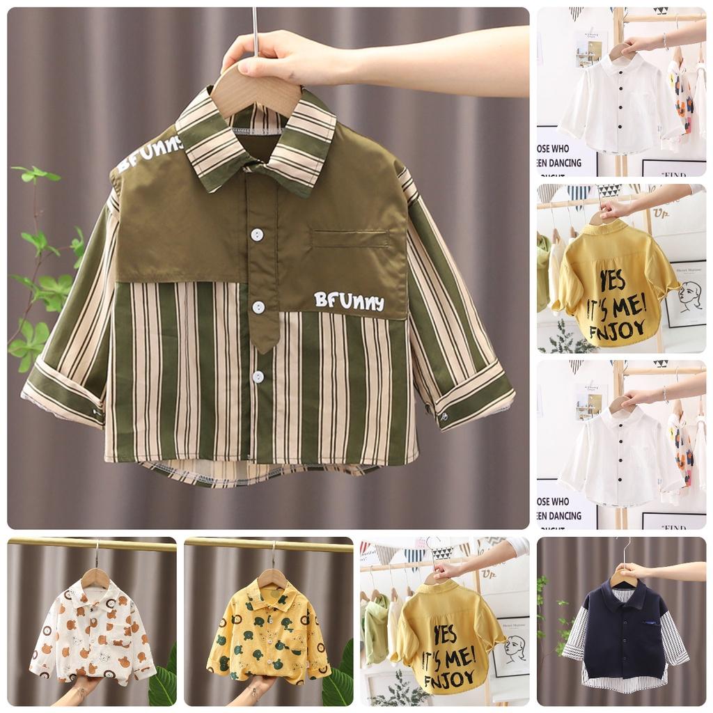 ST38 Size80-120 Áo sơ mi bé trai áo dài tay cho bé 100% cotton Thời trang trẻ Em hàng quảng châu