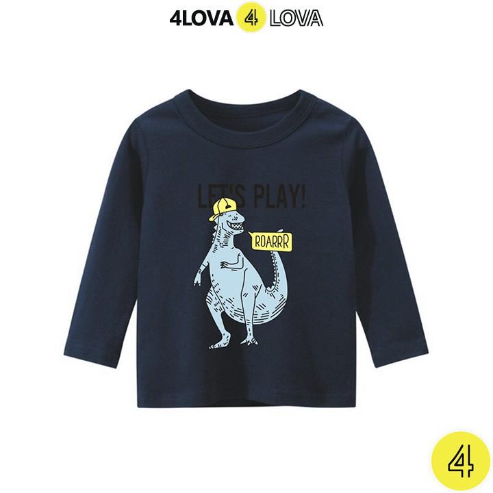 Áo thun dài tay cổ tròn 4LOVA cho bé trai in hình khủng long mẫu 1 BT-ATKL