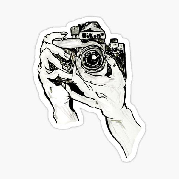 Bộ sticker trang trí mũ bảo hiểm, laptop chủ đề hội họa cổ điển phong cách máy ảnh camera photo